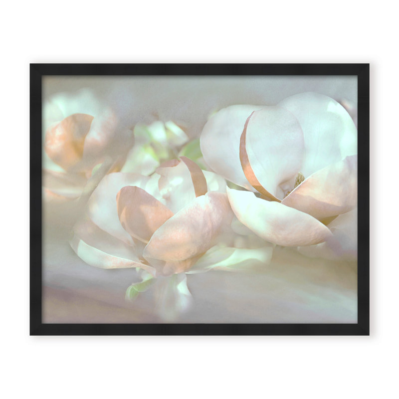 Nature Inspired Magnolia Dreams, 24" H x 30" W x 1.125" D, Framed Matted Print, White