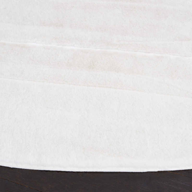 Faux Rabbit Fur Performance Machine Washable Solid Color Rug, Round 6'