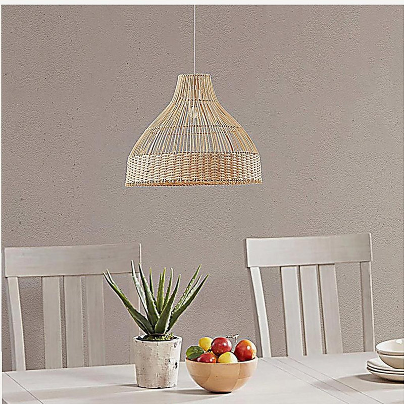 Bell-shaped bamboo pendant lamp