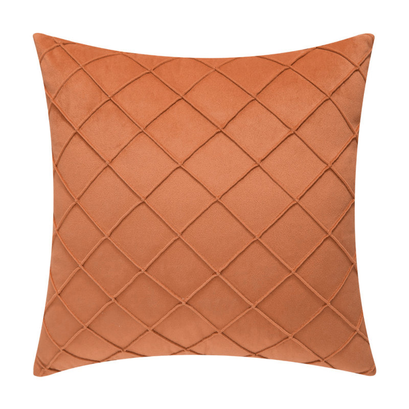 Housse de coussin carré en velours et insert, 18 po x 18 po, Orange, Housse de coussin seulement - sans coussin