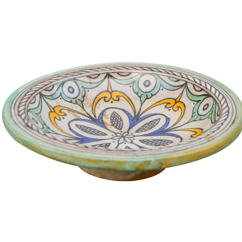 Assiette décorative en céramique de style bohémien mauresque en orange / bleu / bleu sarcelle