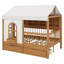 Lit House avec 2 grands tiroirs, bibliothèque latérale avec bande DEL-287964162
