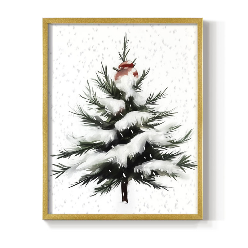 «Christmas Holiday Art CCLxxvi», reproduction d'art encadrée - bois massif, H 30 po x l 24 po, Doré