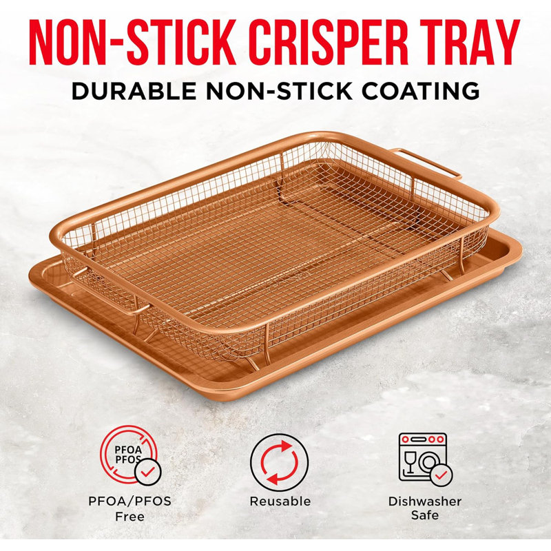 Copper Non-Stick Carbon Steel Air Fryer Tray Set