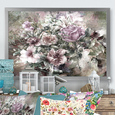 " Grunge Pink Gray Summer Flowers "