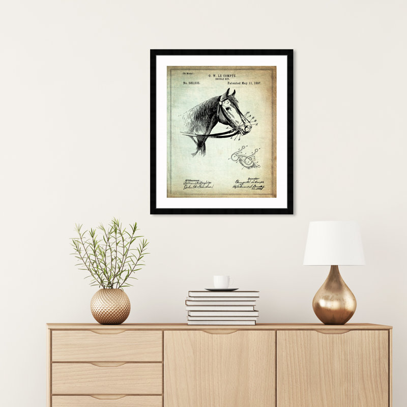 « bridle bit 1897 », impression encadrée, H 32 po x l 26 po x P 0,5 po