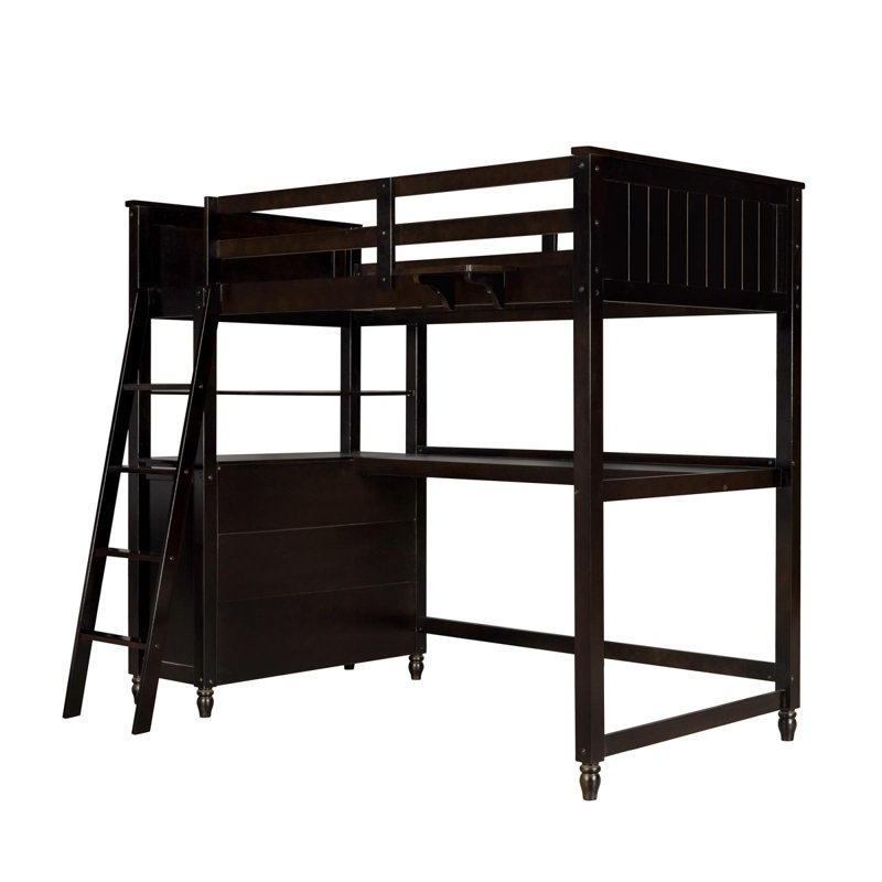 Lit mezzanine simple avec tiroirs et bureau