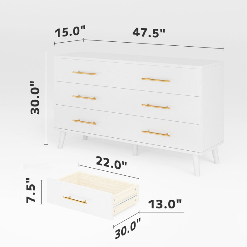Commode double 6 tiroirs Modern Modern, Blanc