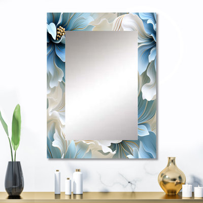 Artair ethereal damas bleu et blanc Dreams - damas unique, miroir décoratif mural