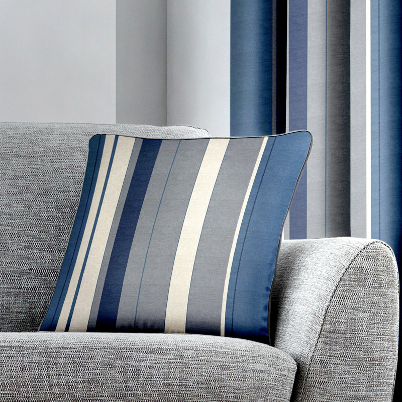 Whitworth Stripe Striped Square Throw Pillow Cover, Blue