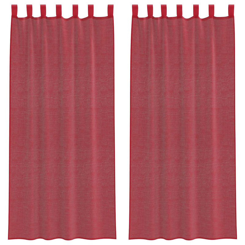 Voile Curtains With Tab Top 2 Pcs, Wine Red, 140cm Width x 245cm Drop