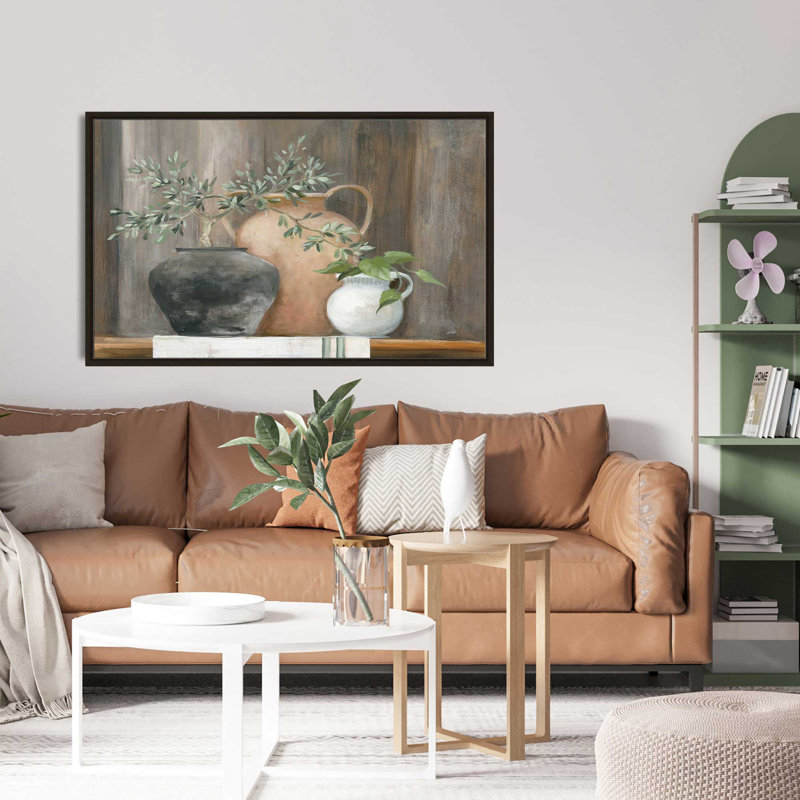 Simplicité - peinture, L 43,5 po x H 27,5 po, Encadrement brun