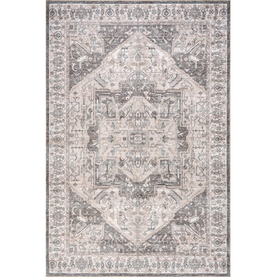  Vita SplashGuard Vintage Medallion Machine Washable Area Rug