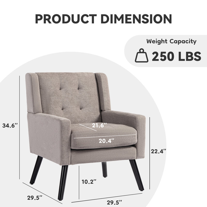 Fauteuil d'appoint Bolanle, Dove Grey Linen