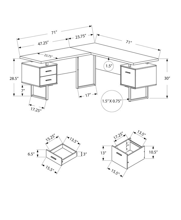 Sova L-Shape Executive Desk Upper Square Color (Top/Frame): Brown/Black