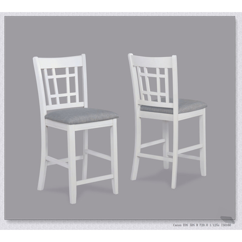 Chaises de pub rembourrées à hauteur de comptoir 2 pièces, en bois massif durable, gris craie, confortables et élégantes pour les repas de style campagne moderne