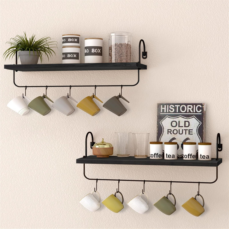 Protaras 2 Piece Floating Shelf, Black