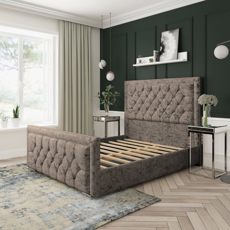 Upholstered Bed, Double (4'6), Mink