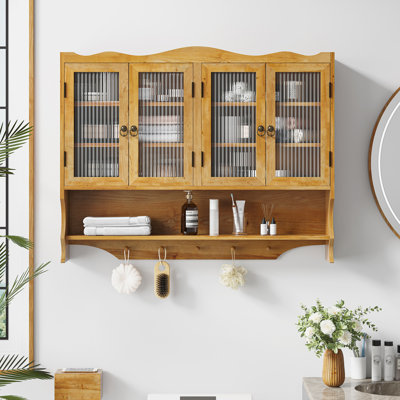 Buffet durable en bois massif et en verre avec beaucoup de rangement, parfait pour un décor organisé et élégant