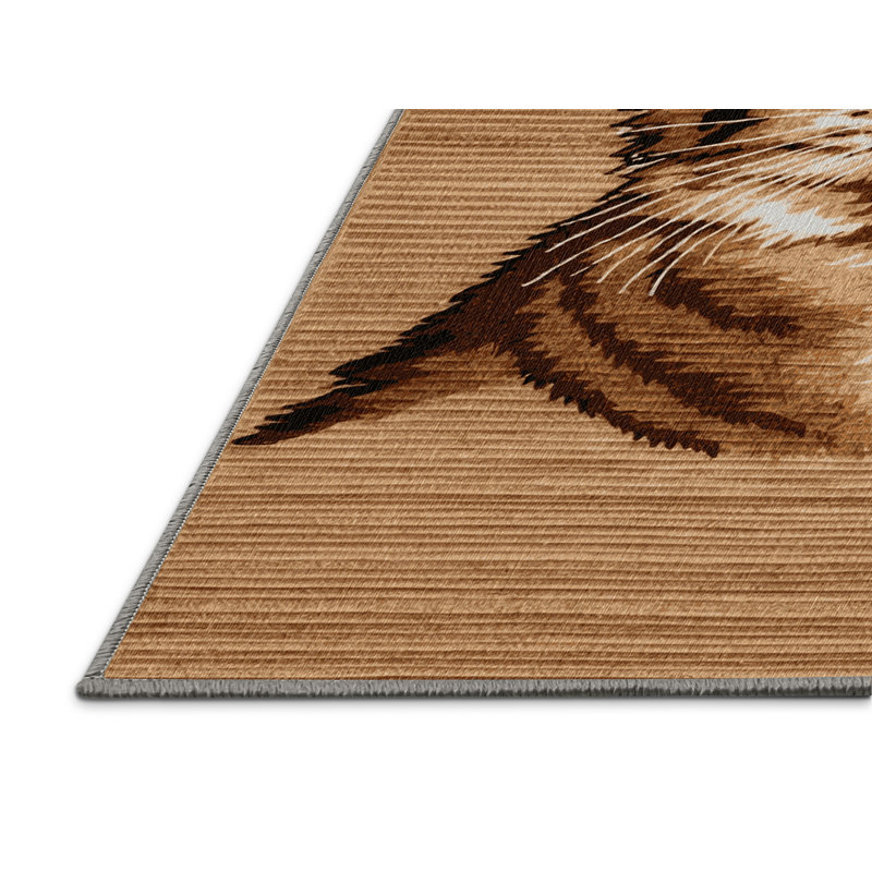  Tapis asiatique lavable à poils longs, Carré 3 pi