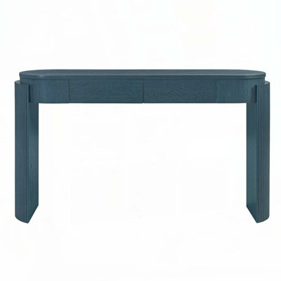 Oval Top Console Table with 2 Drawers for Entryway and Living Room