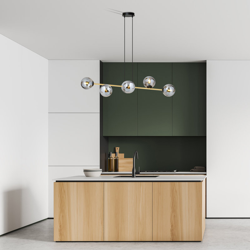 Aleeha 6 - Light Kitchen Island Pendant, Black, Grey
