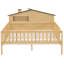 Grand lit plateforme en bois avec tête de lit en forme de maison, DEL et rangement intégré,-2064107622-2064107623