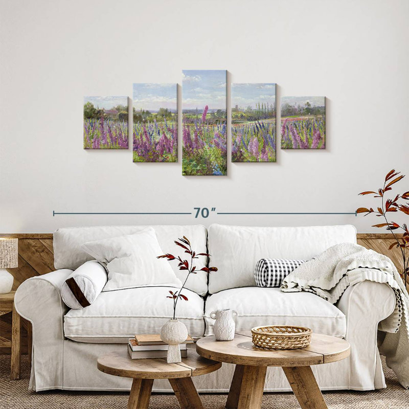 Delphiniums et coquelicots, H 24 po x l 55 po