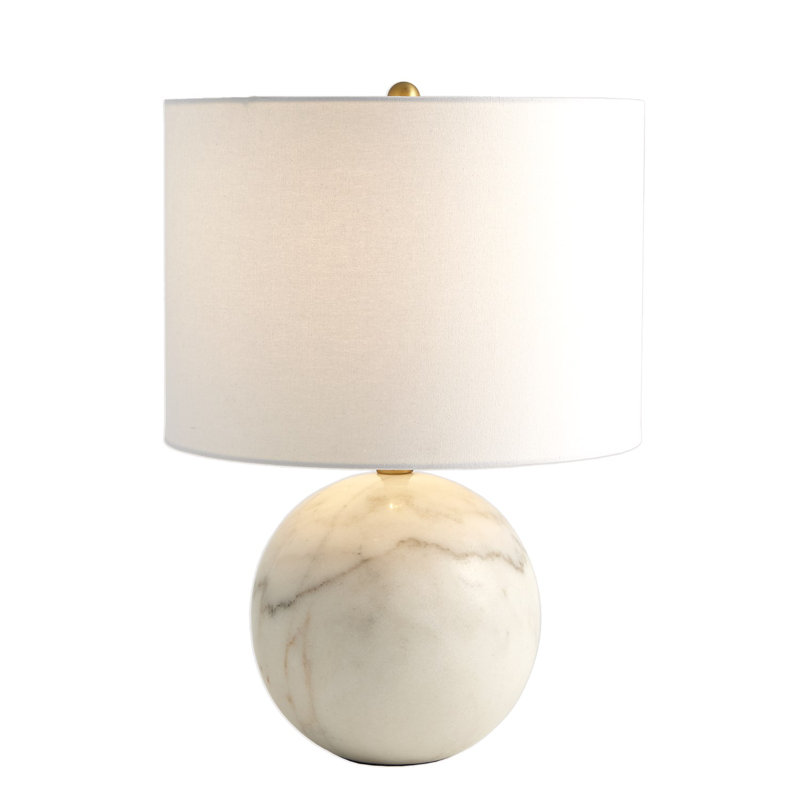 White Marble Sphere Lamp with Antique Brass Fittings