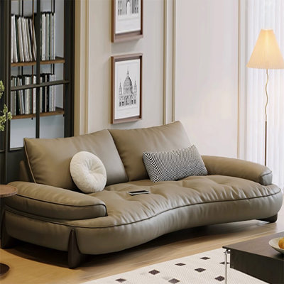 Khaki Genuine Leather Standard Sofa cushion Loveseat