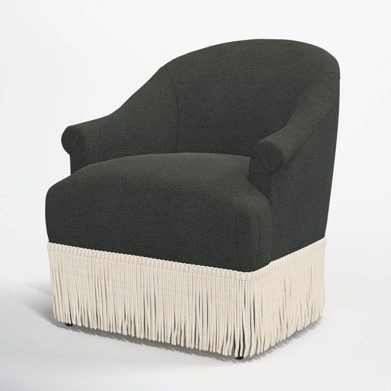 Fauteuil à oreilles Callie, Lin classique noir, Ivoire