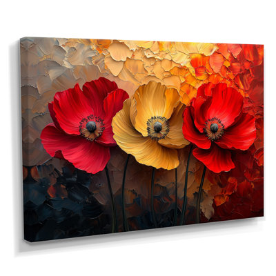 Crimson Serenity of Vibrant Red Poppies II - coquelicots, art mural