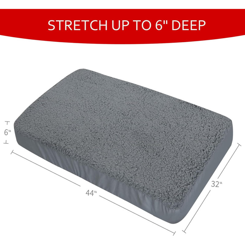 Couvre-lit pour chien Doux et moelleux de remplacement lavable et imperméable pour lit de chien gris, L 32 po x L 44 po