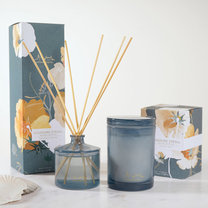Scented Jar Candle with Glass Holder, Blue
