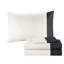 Ensemble de draps en microfibre 7 pièces pour lit simple en microfibre TG - bleu sarcelle / noir, étiquetés, rembourrés, lavables à la machine