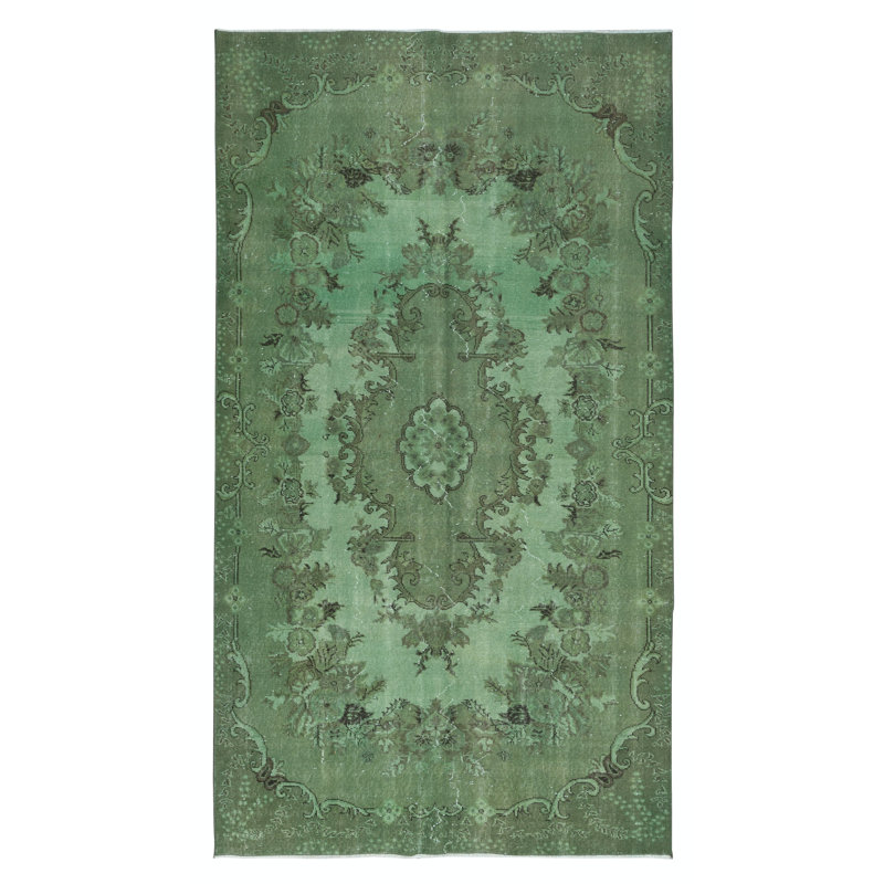 Tapis turc exquis vert 5 x 9 pi