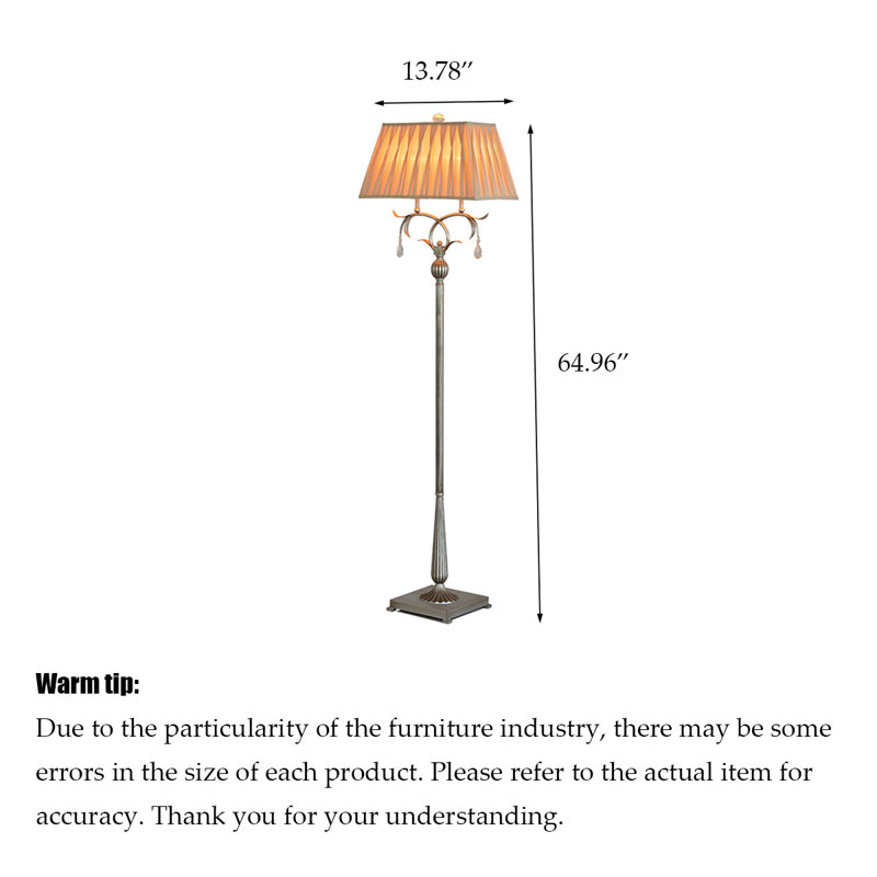 American-Style Vintage Wrought Iron & Fabric Floor Lamp