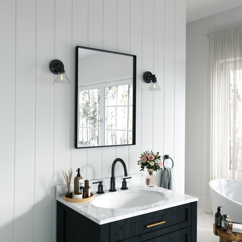 Miroir mural Earsell, 22 po x 30 po, Noir