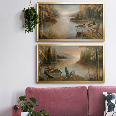 Peaceful Serenity - Ensemble de 2 peintures sur toile encadrées