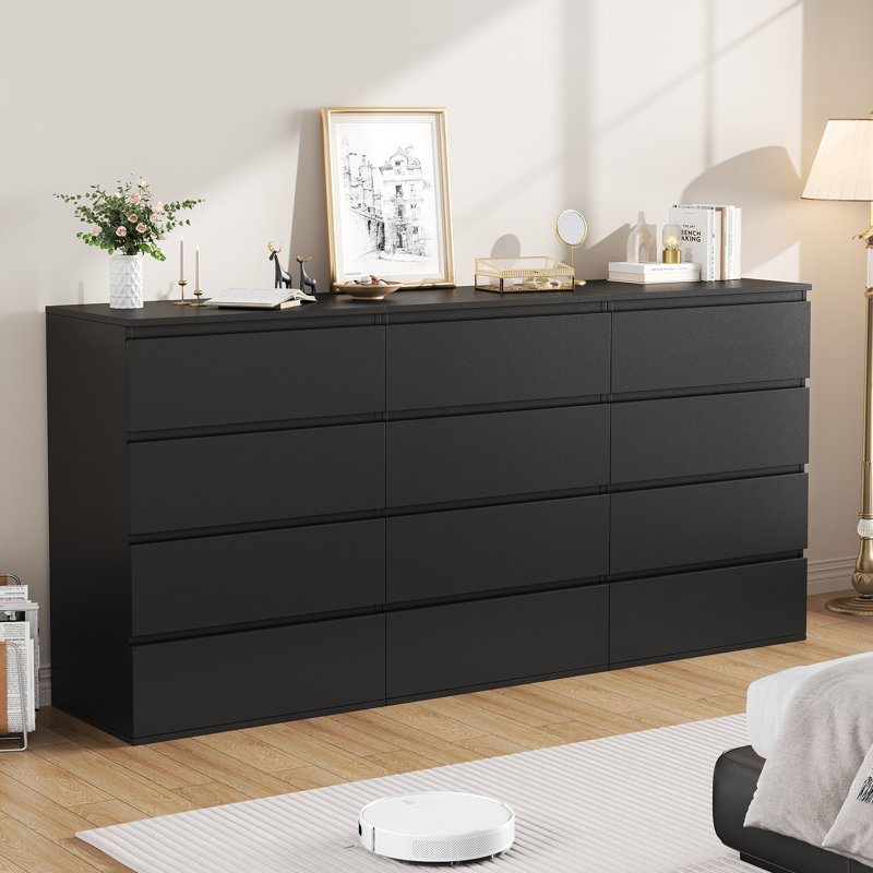 4-Drawer Nightstand Set, Black