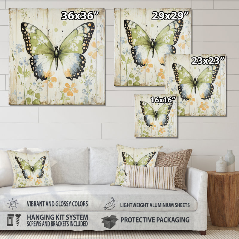 Minimal Butterfly In Flight I - animaux, décoration murale en métal, impression sur métal, H 29 po x l 29 po x P 0,84 po