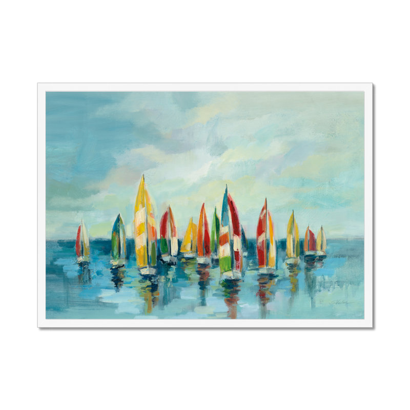 Regatta by Silvia Vassileva - Painting, 34cm H x 50cm W, White Framed Paper Print