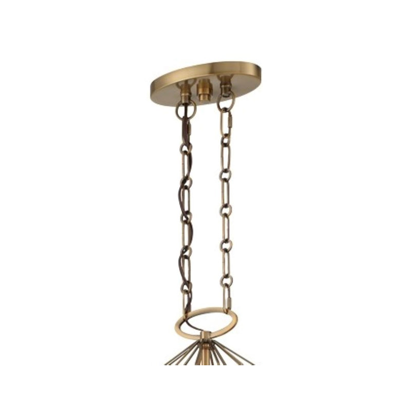 Grandeur Aged Antique Brass 8-Light Drum Chandelier with Black Velvet Shade
