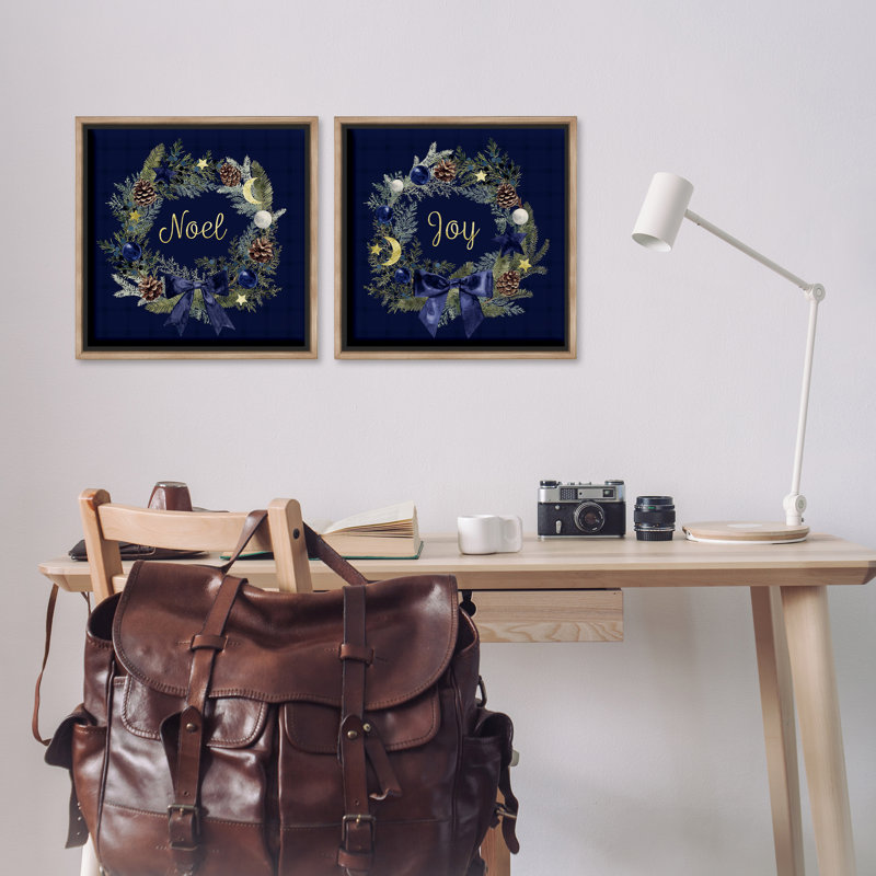 «Noel Joy Balsam Wreath» par 2, Cadre flottant orme Montalcino, H 18 po x l 18 po