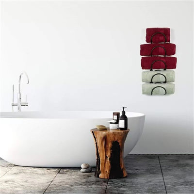 Porte-serviettes mural à 5 niveaux avec porte-bouteilles en fer rouge