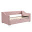 Lit de jour simple tapissier avec couchette escamotable, rose
