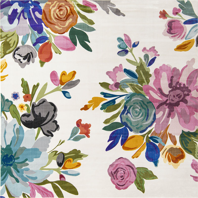 Floral Indoor Rug, Square 10'