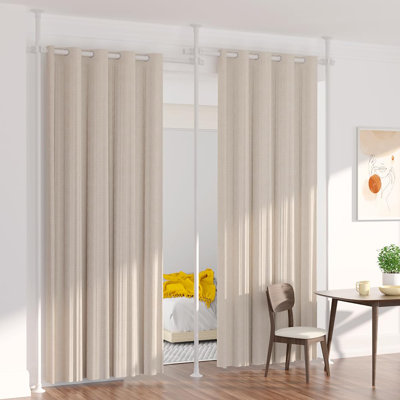 Room Divider Curtain Rod, No Drilling Rod, 48-120Inch (H) 28-144Inch(W) Adjustable Partition Hanging Room Dividers, Room Partitions And Dividers Floor To Ceiling Self Stand For Space Partition Black