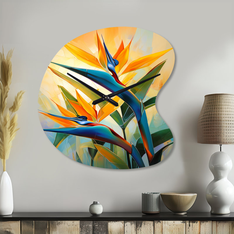 Horloge asymétrique en forme de bleu, profil unique en forme de paradis II - oiseaux de paradis, Petit