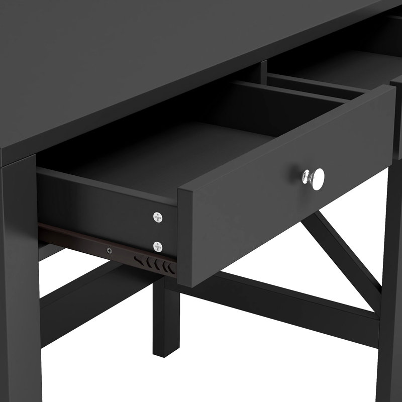 Bureau l 39,4 "avec 2 tiroirs, Noir, noir, noir, noir